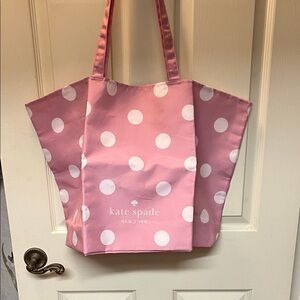 Kate Spade  Pink White Polka Dot cotton Reusable Shopping bag everything tote